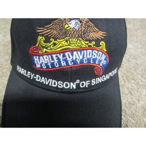 Harley-Davidson Of Singapore Black Cap Adjustable Fit Embroidered Logo Cotton Ne